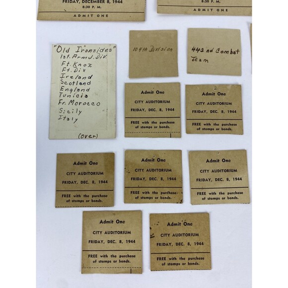VTG WWII 1944 TICKETS & STUBS DAY AFTER PEARL HARBOR WAR BOND SALE EVENT WW2 WV - Picture 4 of 8